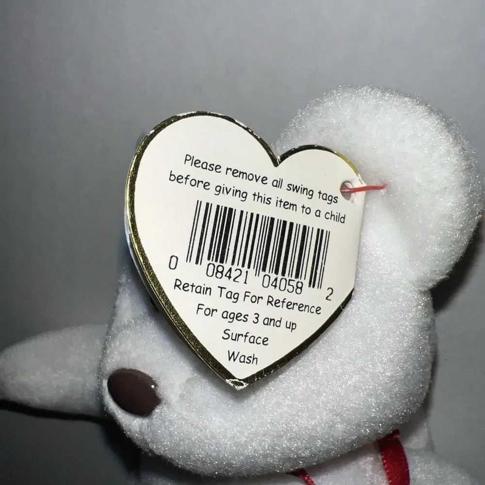 NWT‎ TY Beanie Baby Retired 1993 VALENTINO White Valentine Red Heart Bear MWMT